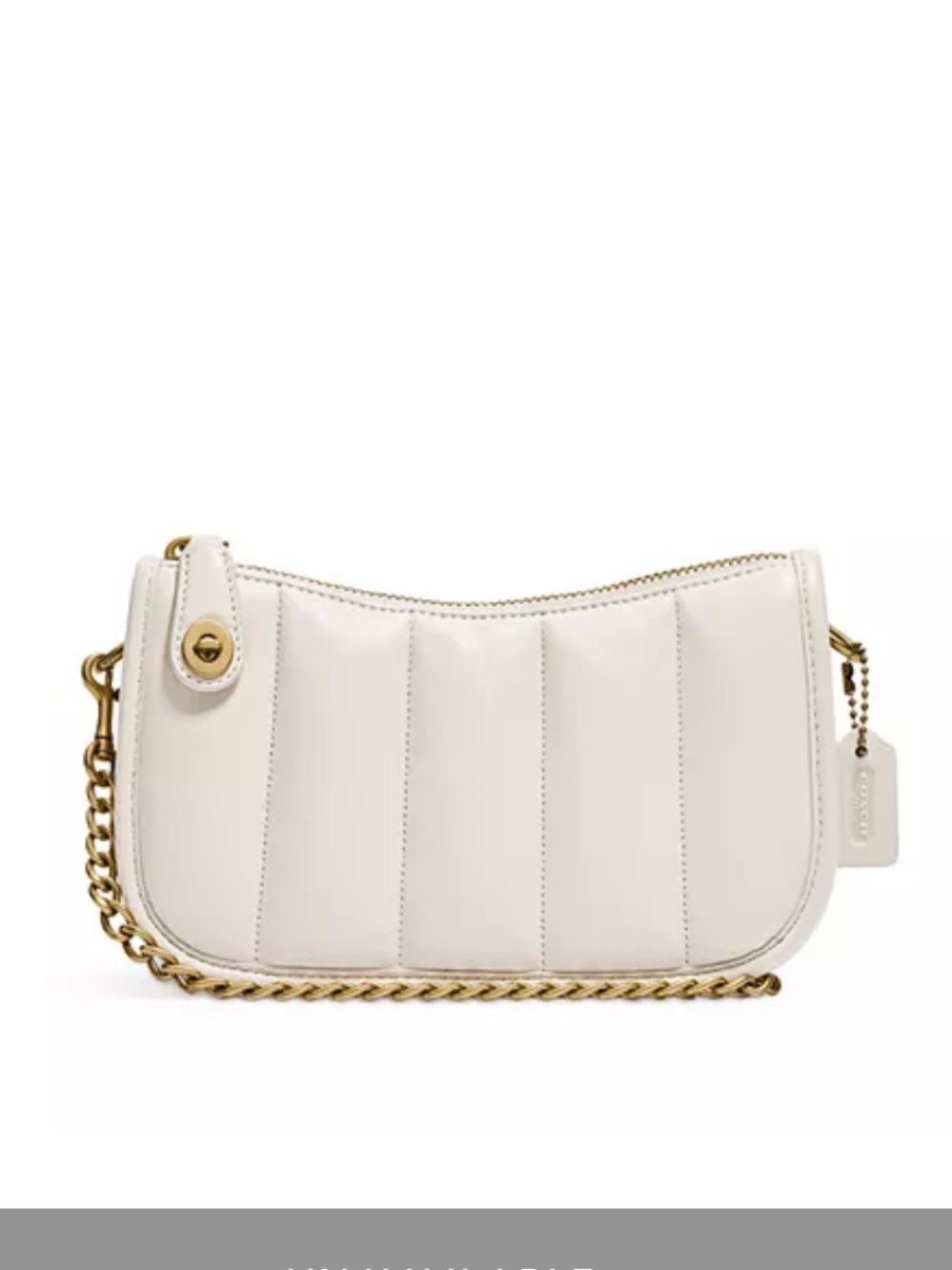 Coach Swinger 20 Leather Clutch White Quilted Crossbody Bag with Gold Chain